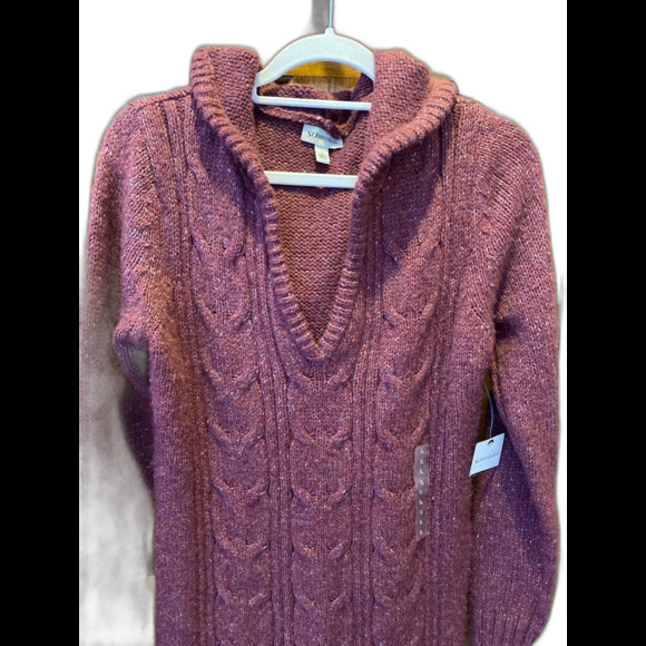 St. John’s Bay Cable  Knit Sweater Dress Burgundy Flecked Size Large NEW Cute! - Picture 3 of 12